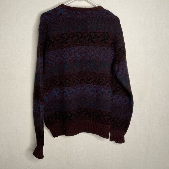 Vintage Boundary Waters Men‎ XL BordoPurple 100%Shetland Wool Italy Made Grandpa - Picture 7 of 9